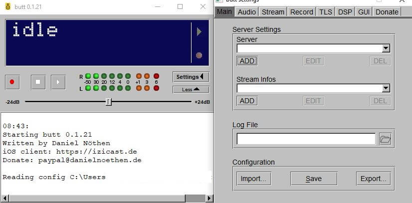 Descarga gratuita BUTT - Software streaming EmitirOnline
